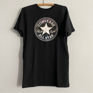 Converse Girl's Size Med Large Logo Black Sporty T-Shirt Dress with Pockets
